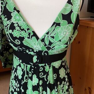 Ruby Rox Cocktail Dress, Green and Black Floral M